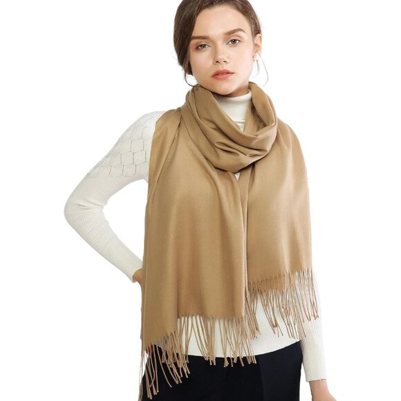 ⚡Women's Camel Pashmina Shawls Evening Dress Bridesmaid Winter Warm Long Scarf - Picture 2 of 7